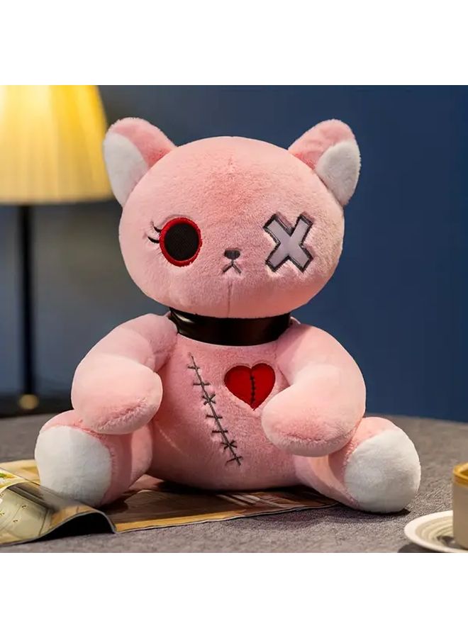Pink Creepy Gothic Cat Plush Spooky  Stuffed Animal Doll Gift - Image 1